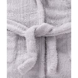 Babyhug Velour Knit Full Sleeves Solid Hooded Bath Robe with Ear Applique - Grey