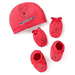 Babyhug Disney  Cap Mitten & Booties With Mickey Mouse All Over Print- Yellow main image 0
