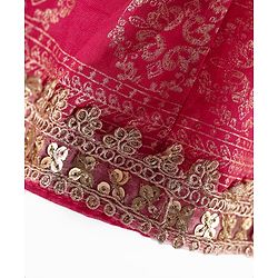 Babyhug Woven Half Sleeves Lehenga Choli Set With Floral Foil Print & Embroidery And Dupatta - Dark Pink