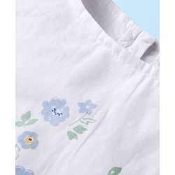 Babyhug Cotton Knit Frill Sleeves Floral Print Top & Shorts Set - White & Yellow