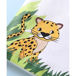 Babyhug Single Jersey Knit Half Sleeves T-Shirt & Shorts Set With Animal Print - White & Olive Green