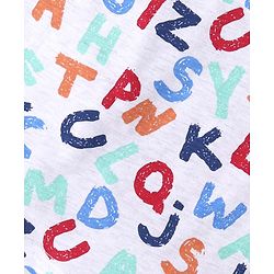 Babyhug Single Jersey Knit Sleeveless T-Shirt & Shorts Set with Alphabets Print - White