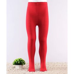 Cute Walk by Babyhug Knit Antibacterial Solid Footed Tights - Red