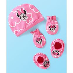 Babyhug Disney Interlock Knit Cap Mittens & Booties With 101 Dalmatians Graphics -Red main image 0