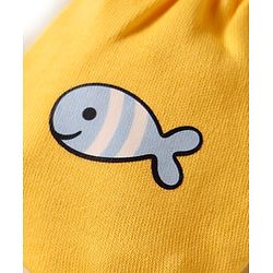 Babyhug 100% Cotton Interlock Knit Mittens With Fish & Stripes Print Pack Of 3 - Yellow Orange & Light Blue