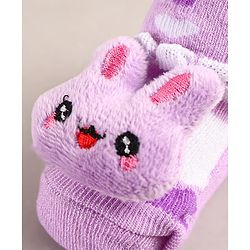 Cute Walk by Babyhug Sock Shoes with Bunny Applique - Lilac