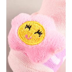 Cute Walk by Babyhug Sock Shoes with Flower Applique - Pink