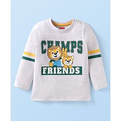 Babyhug Cotton Knit Full Sleeves T-Shirt with Animal Print - Grey
