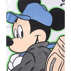 Babyhug Disney Single Jersey Knit Half Sleeves T-Shirt & Shorts Set With Mickey Mouse & Camouflage Graphics - White & Blue