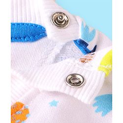 Babyhug Terry Knit Full Sleeves T-Shirt & Lounge Pant Set With Space Theme Print - White & Blue