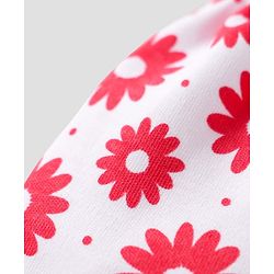 Babyhug 100% Cotton Knit Mittens & Booties with Floral Print - Red