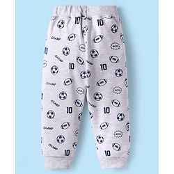 Babyhug Cotton Full Length Lounge Pants with Sports Print - Grey