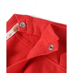 Babyhug Terry Knit Full Sleeves T-Shirt & Joggers Set with Animal Applique - Red