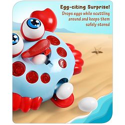 Babyhug Blue Crawling Crab Musical Toy with 3 Egg Release Function | Interactive Early Learning & Entertainment Toy For 3 Years+ Kids| Fun Moving Toy With Sound and Lights| Improves Hand Eye Co-ordination| Gifting Toy| BIS Certified