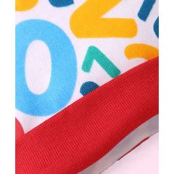Babyhug 100% Cotton Knit Tie Knot Cap with Number Print Red - Diameter 17 cm