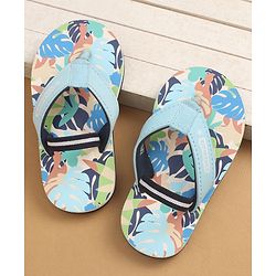 Cute Walk by Babyhug Flip Flops with Back Strap Closure & Tropical Theme Print - Blue