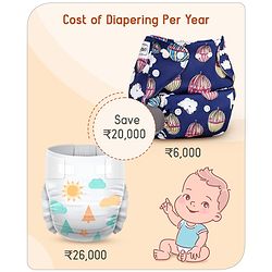 Babyhug Printed Free Size Reusable Cloth Diaper Without Insert ( Shell Only ) Pack of 5 - Multicolour