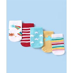 Cutewalk By Babyhug Cotton Anti Bacterial Ankle Length Striped Socks Pack of 3 - Purple & Pink main image 0