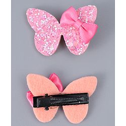 Babyhug Hair Clips with Butterfly Bow Heart Applique Pack of 8 - Multicolor