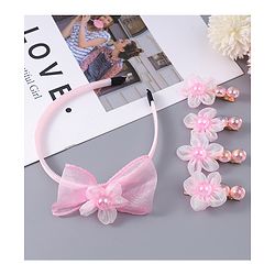 Babyhug Hairband & Clips Accessories Combo Set - Pink