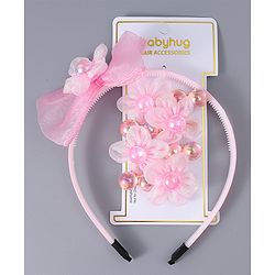 Babyhug Hairband & Clips Accessories Combo Set - Pink