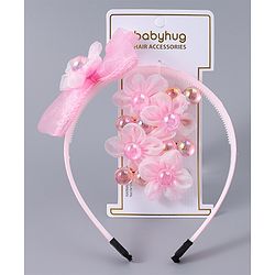 Babyhug Hairband & Clips Accessories Combo Set - Pink
