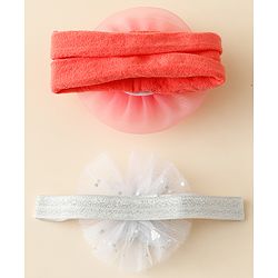 Babyhug Free Size Headbands With Floral & Butterfly Applique Pack Of 2 - Peach & Silver