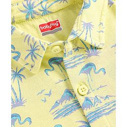 Babyhug Cotton Knit Half Sleeves Shirt With Beach Theme Print - Light Green