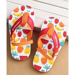 Cute Walk by Babyhug Flip Flops with Back Strap Closure Mickey Mouse Print - Orange