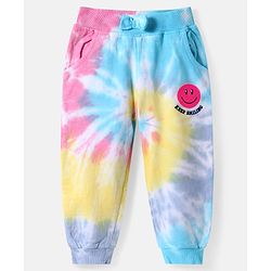 Babyhug Cotton Terry Knit Full Length Lounge Pant With Tie & Dye Print - Multicolor