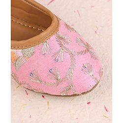 Cute Walk by Babyhug Slip On Mojaris with Floral Embroidery - Pink