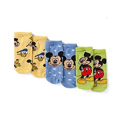 Cute Walk By Babyhug Disney Ankle Length Anti-Bacterial Socks With Mickey Mouse Graphics Pack Of 3 - Yellow Green & Blue