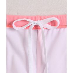 Babyhug Half Raglan Sleeves Two Piece Swimsuit & Cap with Teddy & Text Print - Pink