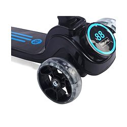 Babyhug 3 Wheel Blue & Black Foldable Kids Scooter With LED Wheels & Music|4 Level Adjustable|Non-Slip Wide Deck| 50 Kg Capacity| Lean to Steer Mechanism| Foot Brake| Easy Fold Design | No Assembly
