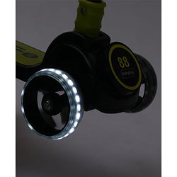 Babyhug 3 Wheel Yellow & Black Foldable Kids Scooter With LED Wheels & Music|4 Level Adjustable|Non-Slip Wide Deck| 50 Kg Capacity| Lean to Steer Mechanism| Foot Brake| Easy Fold Design | No Assembly