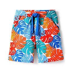 Babyhug Terry Knit Mid Thigh Shorts With Leaf Print - White