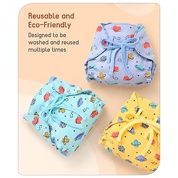 Babyhug Leak-Proof Cloth Langot Pack of 3 Small Solar Print - Multicolour | Triple Layer Protection | Reusable | Designed for Short Term Comfy Wear | Mess Free