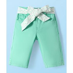 Babyhug Twill Woven Solid Capri with Stretch - Light Green