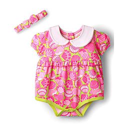 Babyhug 100% Cotton Knit Half Puffed Sleeves Peter Pan Collared Onesie With Headband & Sea Life Print - Pink