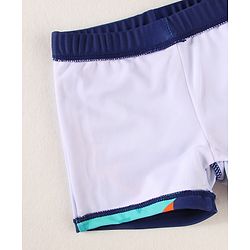 Babyhug Half Raglan Sleeves Two Piece Swimsuit With Dino Print & Swimming Cap - Navy Blue