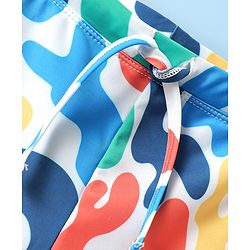 Babyhug Above Knee Length Water Repellant Swimming Trunk With Abstract Print - Blue