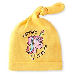 Babyhug 100% Cotton Cap with Unicorn Print - Yellow