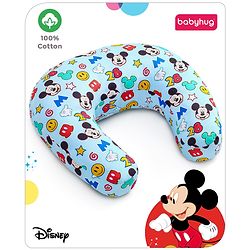 Babyhug Disney C Shape Cotton Feeding Pillow Smiley Mickey Face Print - Blue