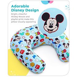 Babyhug Disney C Shape Cotton Feeding Pillow Smiley Mickey Face Print - Blue