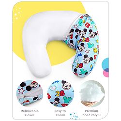 Babyhug Disney C Shape Cotton Feeding Pillow Smiley Mickey Face Print - Blue