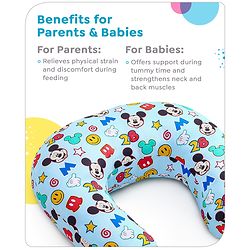 Babyhug Disney C Shape Cotton Feeding Pillow Smiley Mickey Face Print - Blue