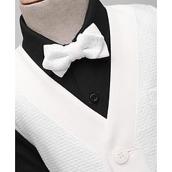 Babyhug Knit Full Sleeves Solid 3 Piece Party Suit With Bow - White & Black
