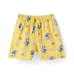 Babyhug Cotton Single Jersey Knit Mid Thigh Shorts with Dino Print - Yellow
