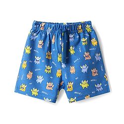 Babyhug Terry Knit Mid Thigh Shorts With Monster Print - Blue