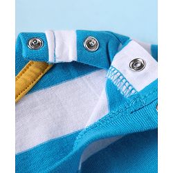 Babyhug Single Jersey Knit Half Sleeves T-Shirt & Shorts Set with Animal Print & Stripes - Light Blue